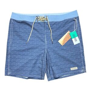 NWT Fair Harbor Nautilus 8" Board Shorts‎ Unlined AOP Blue Waves Men's 38
